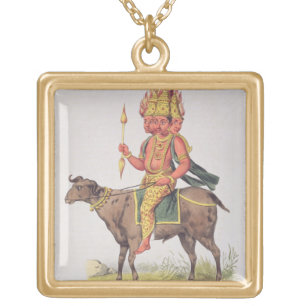 Agni, God of Fire, engraved by Charles Etienne Pie Gold Plated Necklace