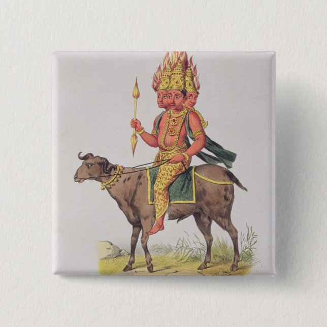 Agni, God of Fire, engraved by Charles Etienne Pie Pinback Button (Front)