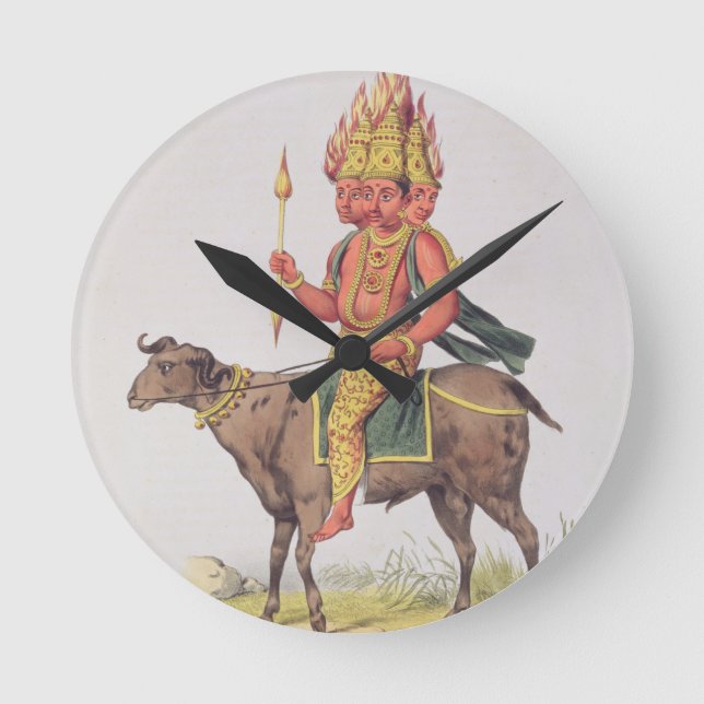 Agni, God of Fire, engraved by Charles Etienne Pie Round Clock (Front)