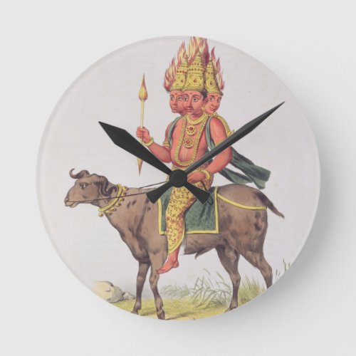 Agni God of Fire engraved by Charles Etienne Pie Round Clock