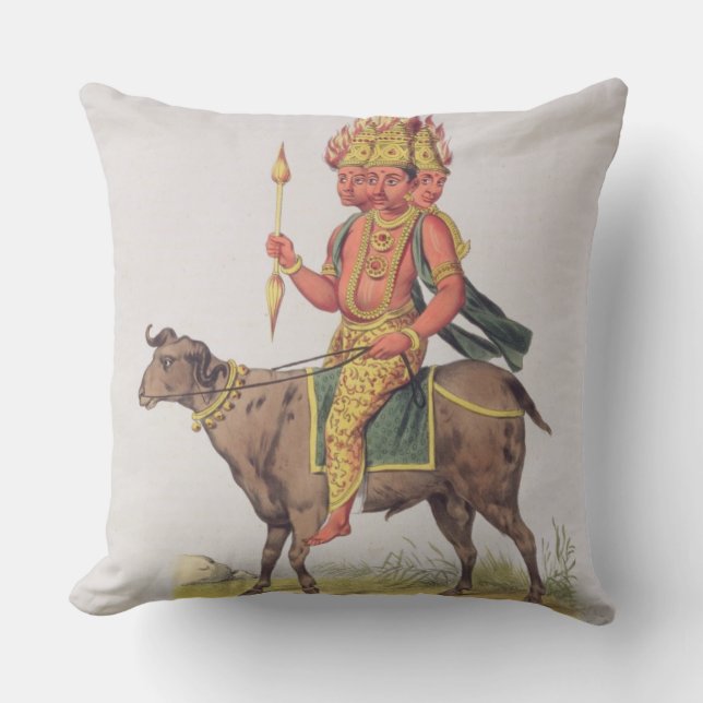 Agni, God of Fire, engraved by Charles Etienne Pie Throw Pillow (Front)