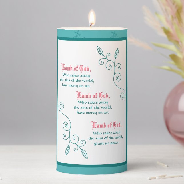 Agnus Dei / Christian Pascal Lamb 3"x6" Pillar Candle (In Situ)