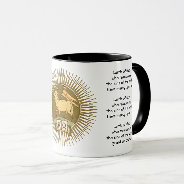 Agnus Dei (Lamb of God) with Prayers Coffee Mug (Front Right)
