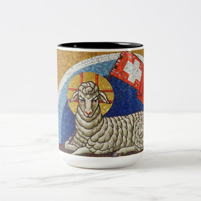 Agnus Dei Two-Tone Coffee Mug (Center)