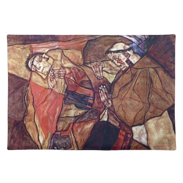 Agony, The Death Struggle by Egon Schiele Cloth Placemat (Front)