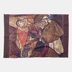 Agony, The Death Struggle by Egon Schiele Kitchen Towel