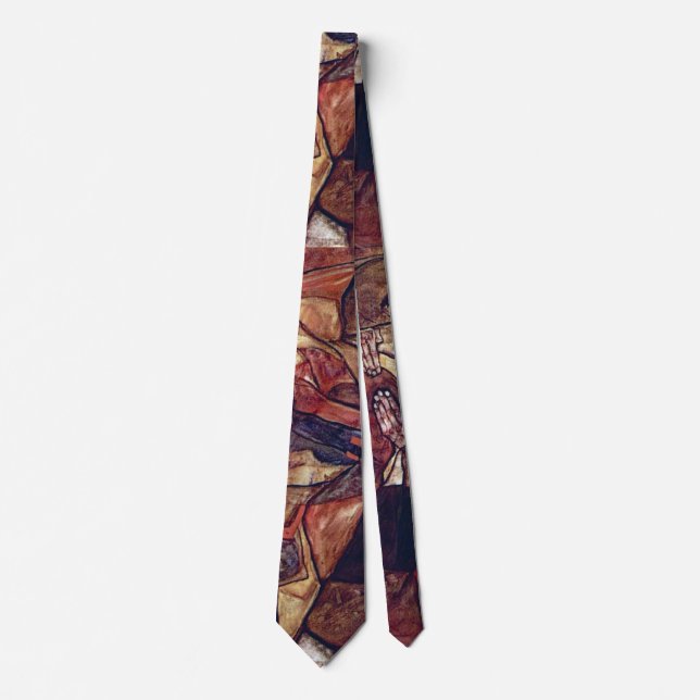 Agony, The Death Struggle by Egon Schiele Neck Tie (Front)