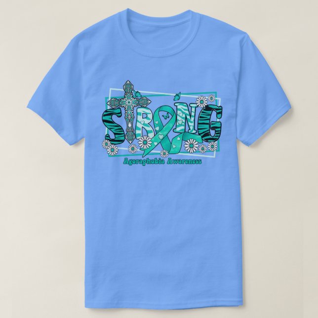 Agoraphobia Awareness cross ribbon Strong hope lov T-Shirt (Design Front)