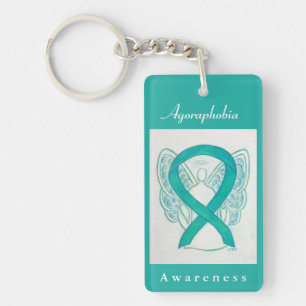 Agoraphobia Awareness Teal Ribbon Angel Keychain