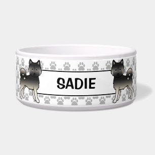 Agouti Alaskan Malamute Cartoon Dogs & Pet's Name Bowl