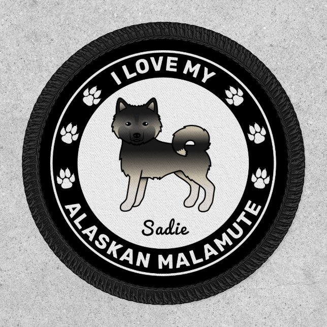 Agouti Alaskan Malamute Cute Cartoon Dog Patch (Front)