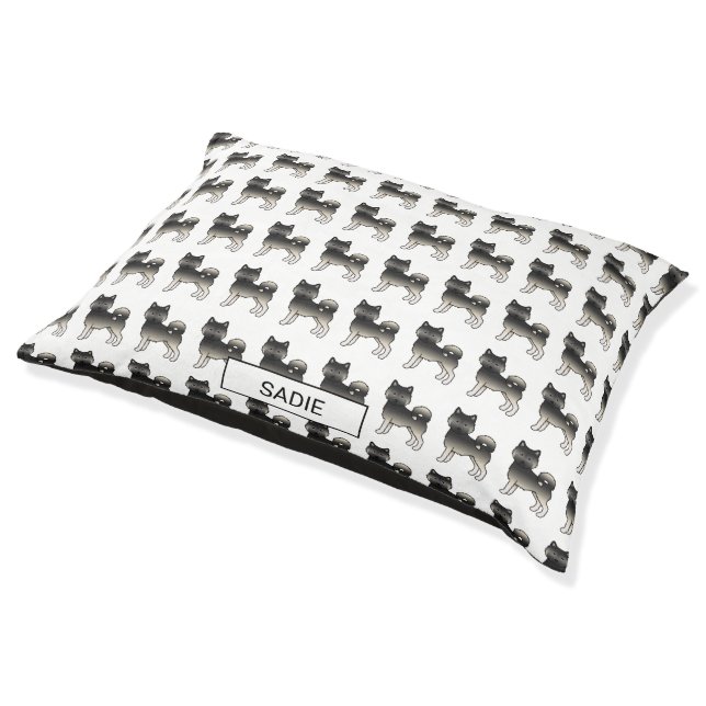 Agouti Alaskan Malamute Dog Pattern & Name Pet Bed (Angled)