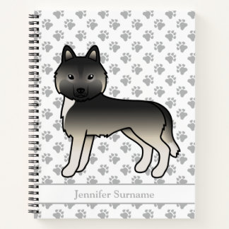 Agouti Siberian Husky Cartoon Dog &amp; Custom Text Notebook