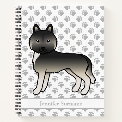 Agouti Siberian Husky Cartoon Dog  Custom Text Notebook