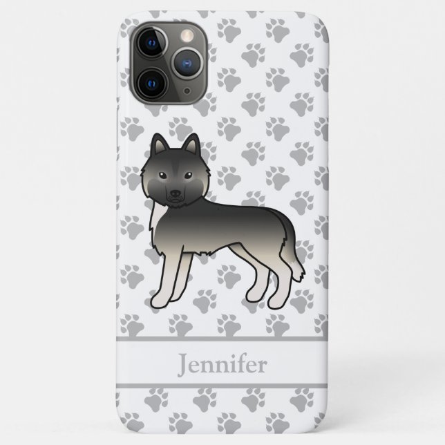Agouti Siberian Husky Cartoon Dog & Name Case-Mate iPhone Case (Back)