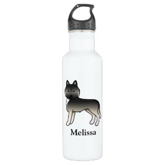 Agouti Siberian Husky Cartoon Dog &amp; Name Stainless Steel Water Bottle