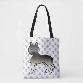 Agouti Siberian Husky Cartoon Dog &amp; Paws Tote Bag