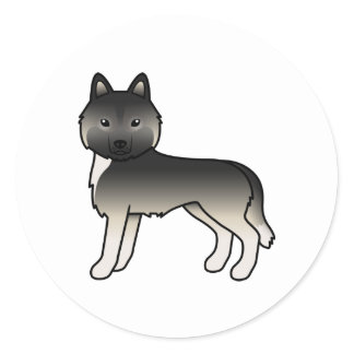 Agouti Siberian Husky Cute Cartoon Dog Classic Round Sticker