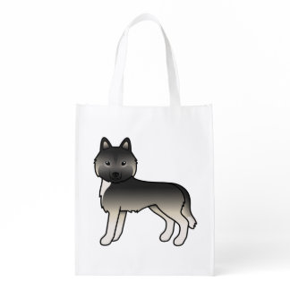 Agouti Siberian Husky Cute Cartoon Dog Grocery Bag