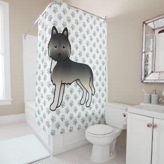 Agouti Siberian Husky Cute Cartoon Dog Shower Curtain