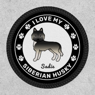 Agouti Siberian Husky Cute Dog Love &amp; Name Patch