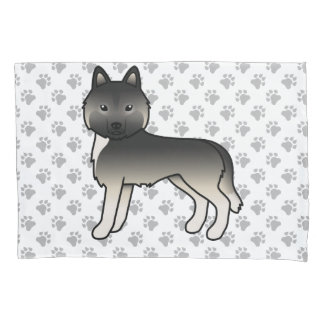 Agouti Siberian Husky Cute Dog &amp; Paws Pillow Case