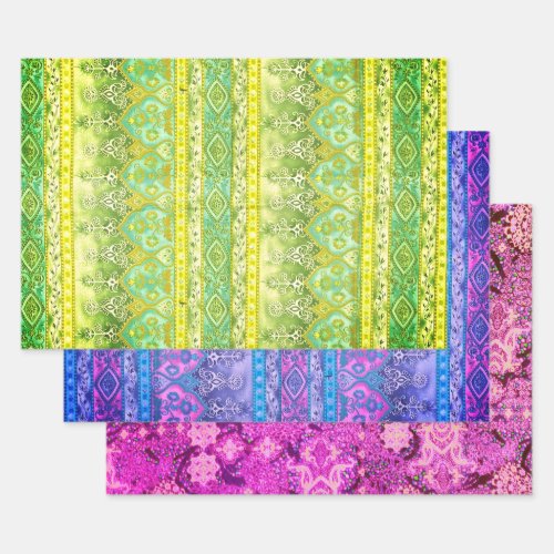 Agra and Suthep in green purple and maroon Wrapping Paper Sheets