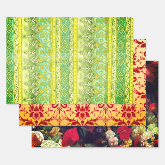 Agra , Damask and Fleuresse Wrapping Paper Sheets