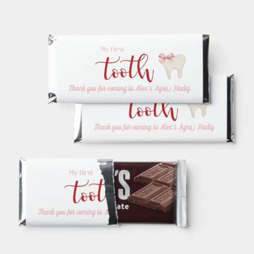 Agra Hadig First Tooth favor Pink Hershey Bar Favors