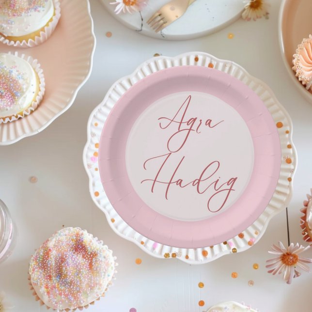 Agra Hadig Pink First Tooth Minimalist Paper Plates (Agra Hadig paper plate, pink)