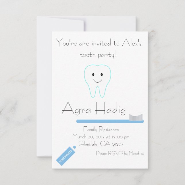 Agra Hadig Tooth Party Invitation (Front)