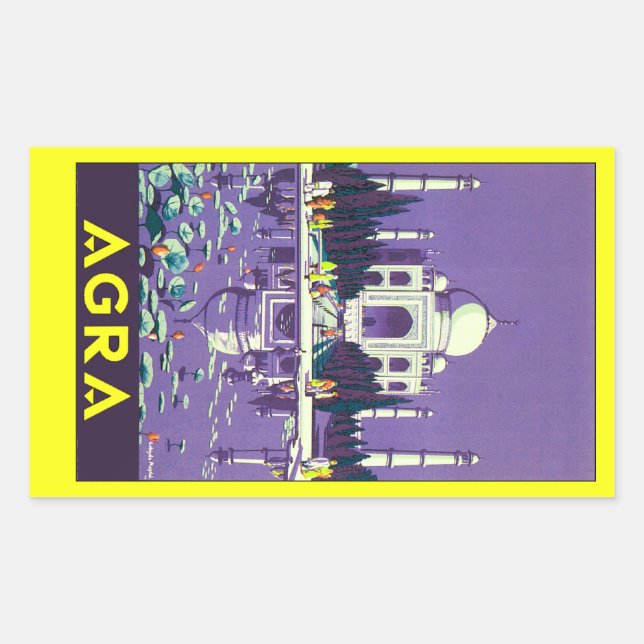 Agra ~ Taj Mahal Rectangular Sticker (Front)