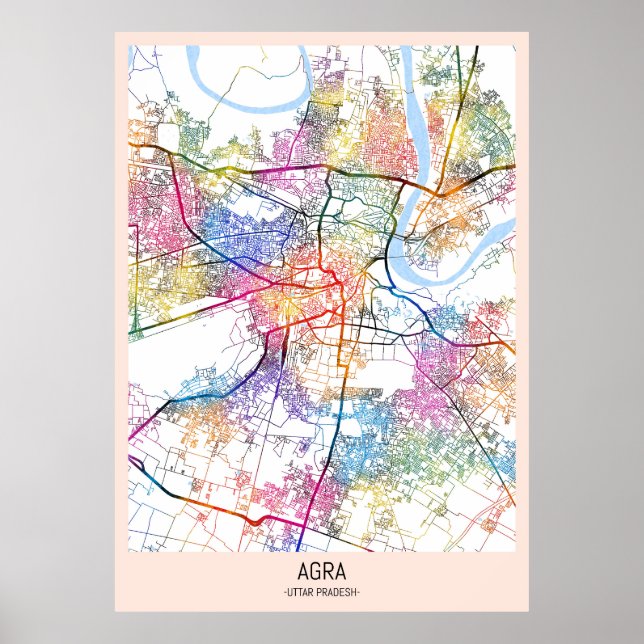 Agra Uttar Pradesh City Map Poster (Front)