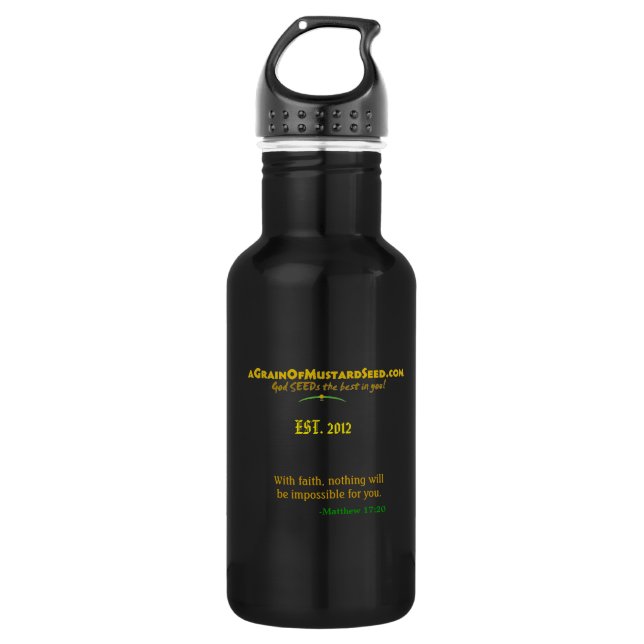 Agrainofmustardseed.com EST 2012 Water Bottle (Front)