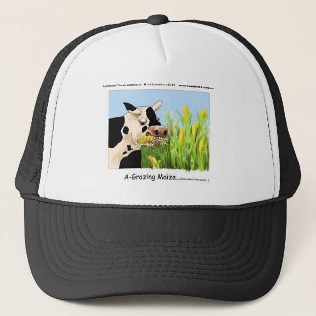 Agrazing Maize (Funny Cow Gifts Cards Tees Etc) Trucker Hat (Front)