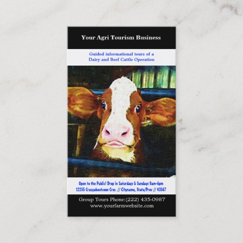 Agri Tourism Agricultural Dairy Beef Farming Business Card