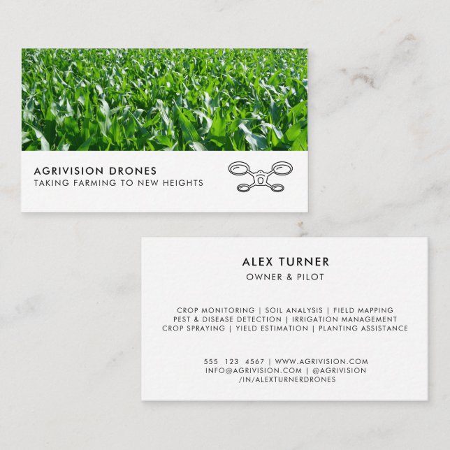 Agricultural Drone Business UAV Photo Template Card (Front/Back)