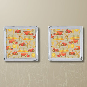 Agricultural equipment wheat farming cufflinks