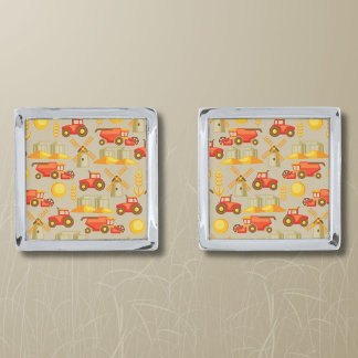 Agricultural equipment wheat farming cufflinks