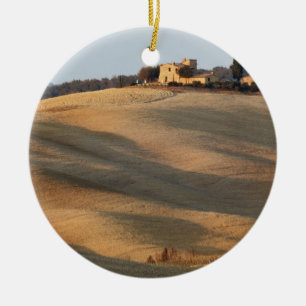 Agricultural field at sunset, Val d'Orcia, Tuscany Ceramic Ornament