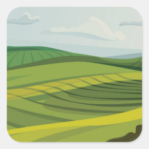 Agricultural fields square sticker