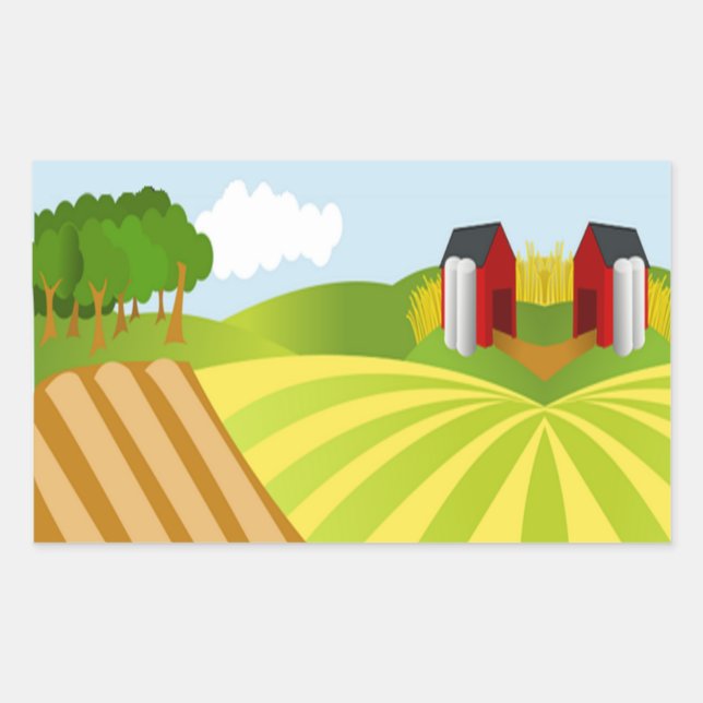 agricultural land drawing rectangular sticker (Front)