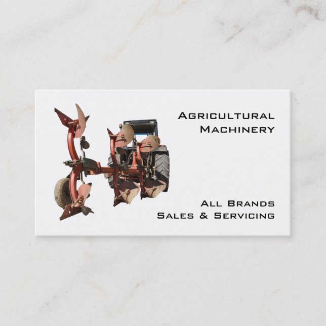 Agricultural machinery tractor and plow business card (Front)