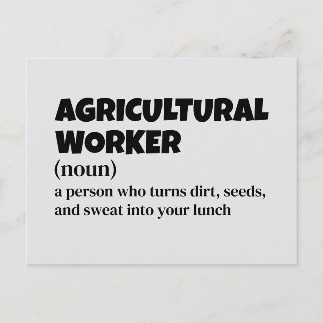 Agricultural Worker Postcard – Funny Definition (Front)