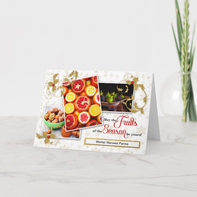 Agriculture Business Holiday Fruits of the Season Card (Front)