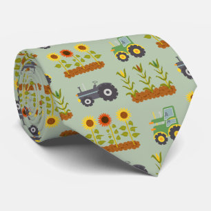 Agriculture, nature, tractors and plants, farmer neck tie