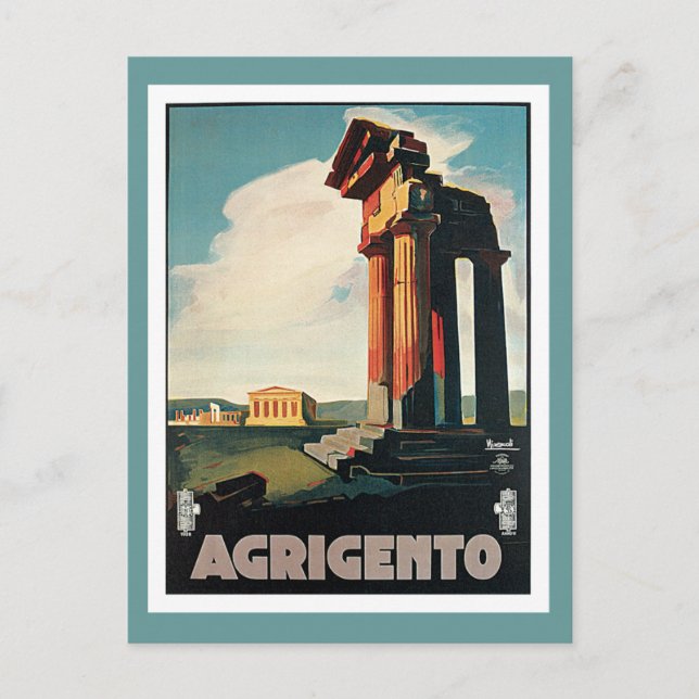 Agrigento Italy Vintage Travel Postcard (Front)