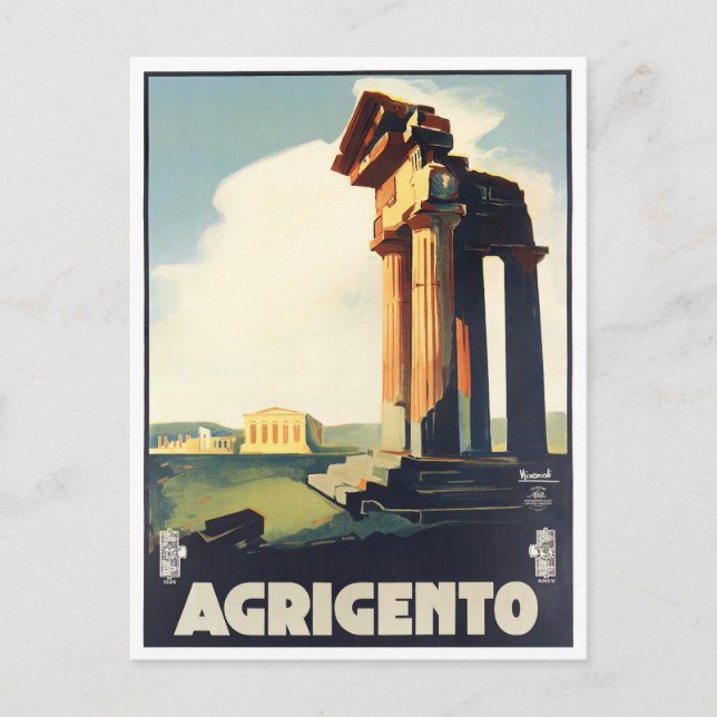 Agrigento Italy vintage travel Postcard (Front)
