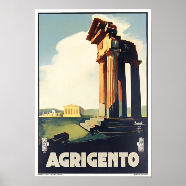 Agrigento Italy vintage travel Poster (Front)