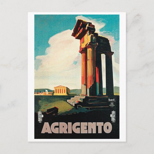 Agrigento ruins Sicily Italy vintage travel Postcard